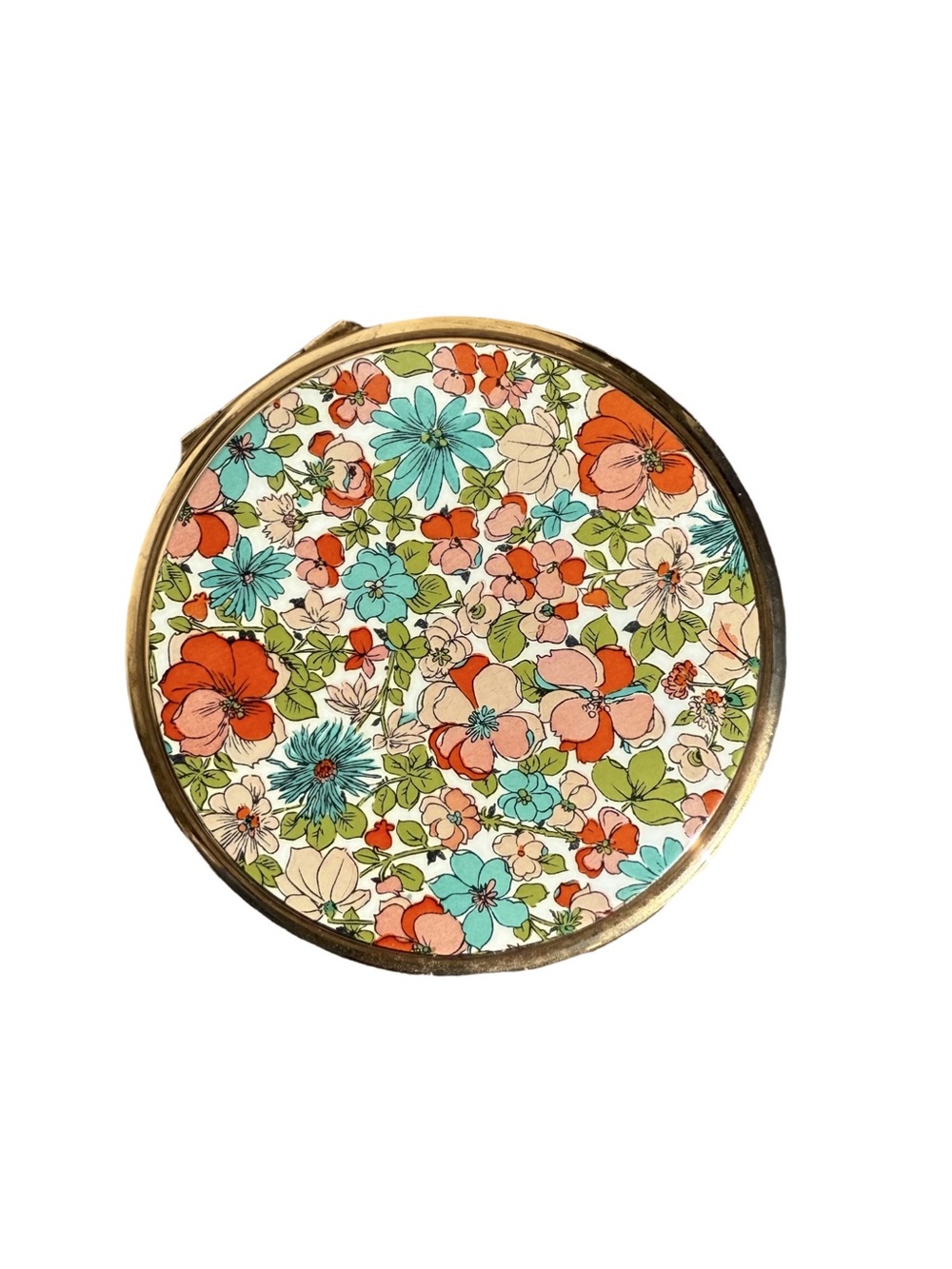Vintage Mid Century Stratton Ditzy Floral Liberty Print Round Compact